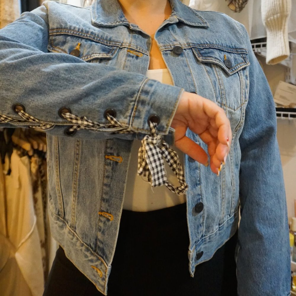 Forever21 Denim Jacket w/ Plaid Details